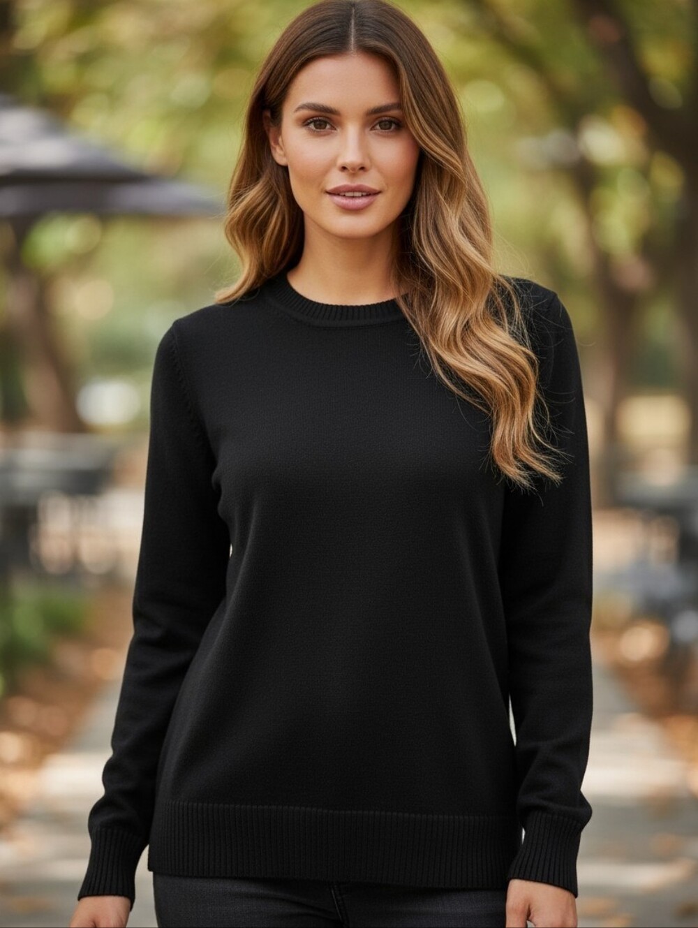Charter Club Luxury 1X Black Crew Neck 100% Cashmere Sweater Classic Style